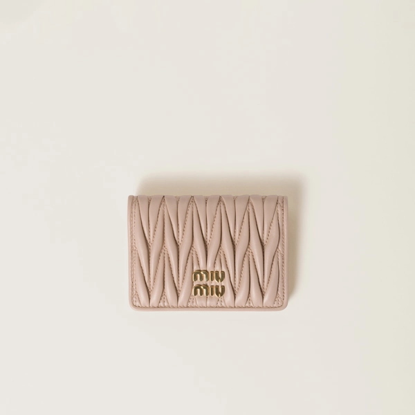Matelassé nappa leather card holder