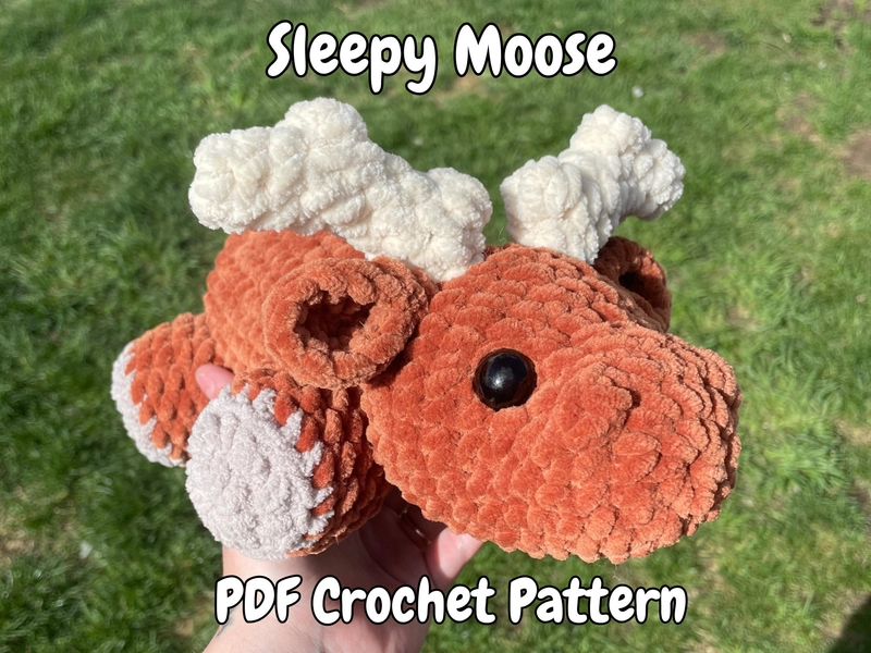Sleepy Moose Crochet Amigurumi Pattern | Stuffed Animal | PDF Digital Download