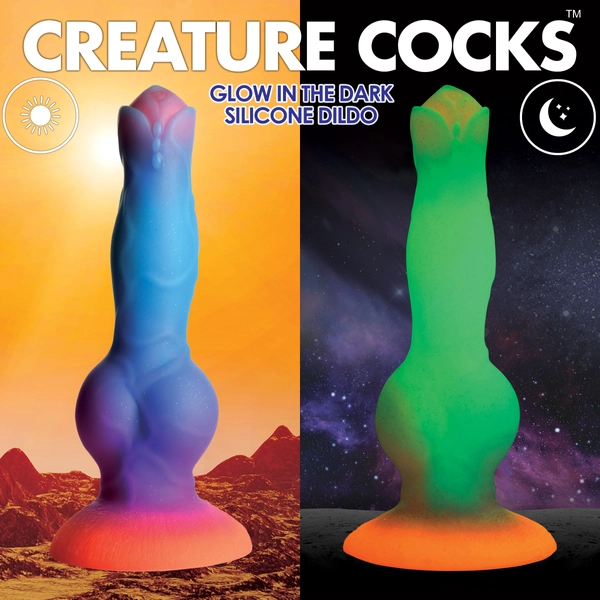 Space Cock Glow-in-the-Dark Silicone Alien Dildo - Creature Cocks