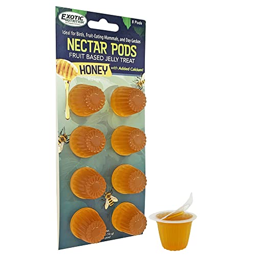 Nectar Pods (Variety 4 Pack) - Calcium-Fortified Jelly Fruit Treat - Sugar Gliders, Marmosets, Squirrels, Parrots, Cockatiels, Parakeets, Birds, Hamsters, Day Geckos, Kinkajous & Other Small Pets - Honey