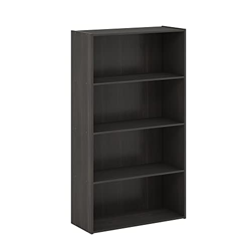 Furinno Pasir 4-Tier Bookcase / Bookshelf / Storage Shelves, Espresso - Espresso - 4-Tier - 4 Tier Open Shelf