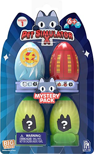 PET Simulator X - Mystery Pet Minifigures 4-Pack (Four Mystery Eggs & Pet Figures, Series 1) [Includes DLC] - Pet Simulator X Mystery Pets 4PK