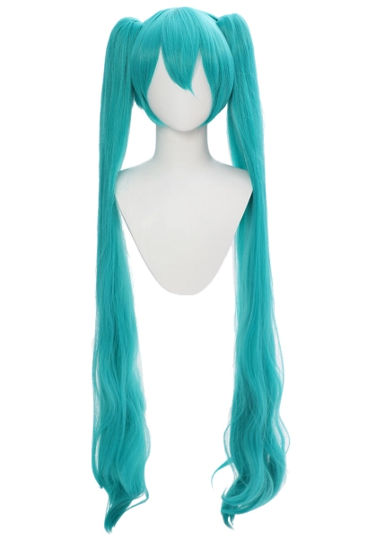 Vocal Cosplay Wig Blue-Green Long Straight Double Ponytail Wig