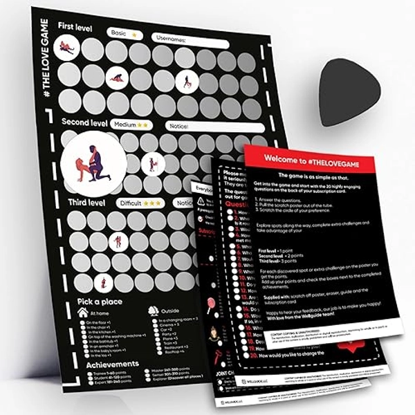 #THELOVEGAME Scratch Off Poster with 169 Love Tasks - Date Night Ideas and Conversations for Any Couples Build Fun memorise with Your Partner