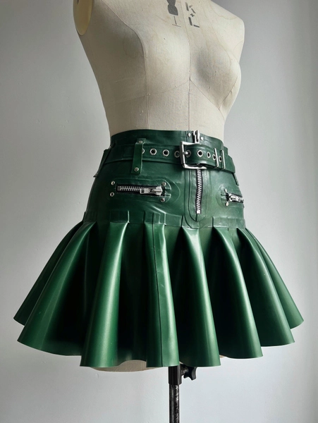 Metallic green pleated skirt: UK 8-10 — Antidote London Latex