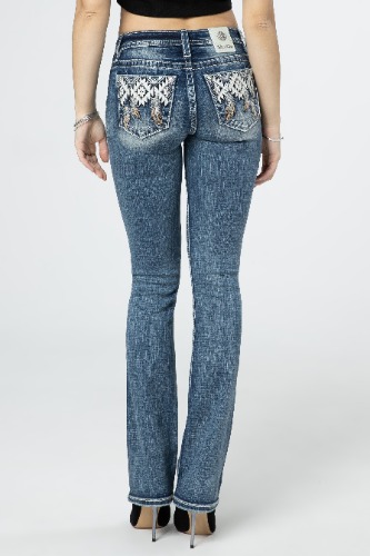 Aztec Hanging Feathers Bootcut Jeans