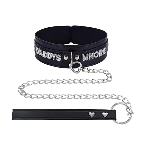 paloli Black Leather Choker Collar for Women Punk Leash Neck Choker Necklace Gothic Rock Jewelries