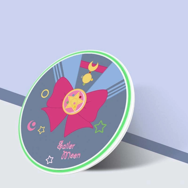 Mini Cute Wireless Charger Magic Circle Phone Charging Pad Kawaii Decor - C