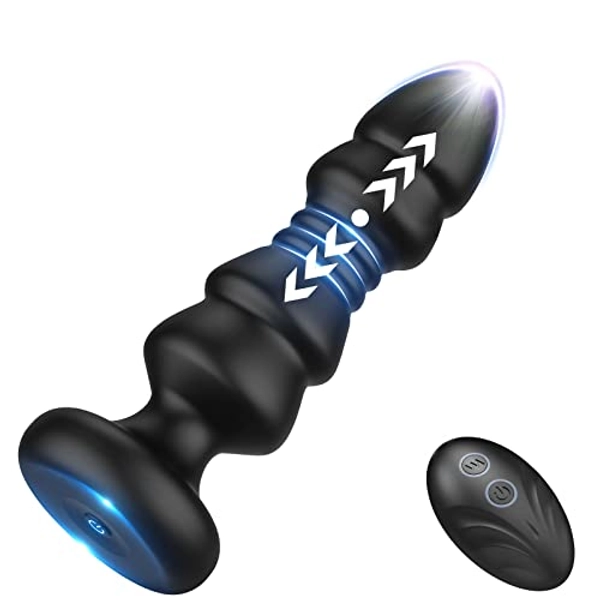 Thrusting Sex Toys Anal Plugs - Anal Toys Sex Toy Remote Control Vibrating Butt Plug G Spot Vibrator, Anal Beads with 5 Vibrating & Thrusting Prostate Massager, Anal Sex Toys for Male and Female