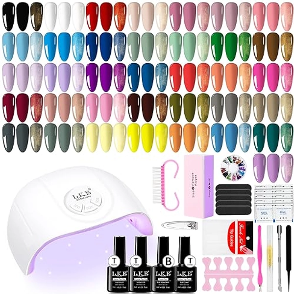 Gel Nail Polish Kit with UV Light, ARCWEISSO 66 Pcs Gel Nail Polish Set with Base and Matte&Glossy Top Coat Soak Off All Season Nail Set Manicure Tools Nail Art Gift for Women & Girls