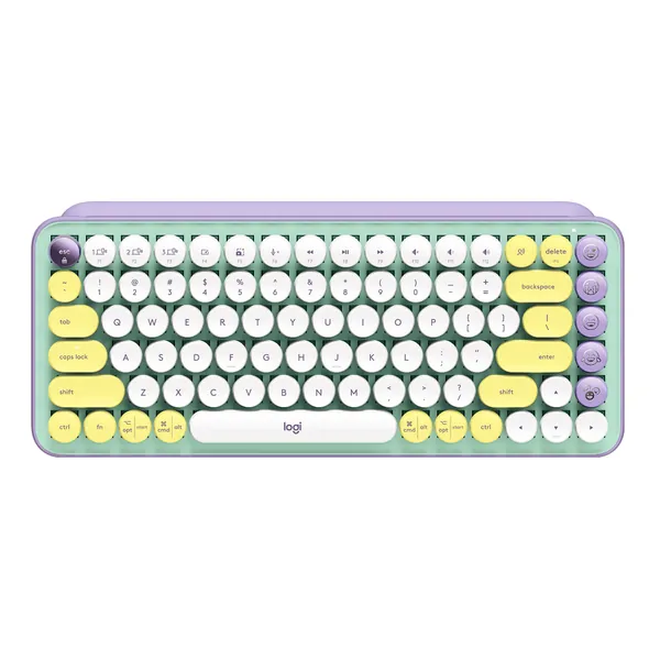 Logitech POP Keys Mechanical Wireless Keyboard with Customizable Emoji Keys, Durable Compact Design, Bluetooth or USB Connectivity, Multi-Device, OS Compatible - Daydream Mint - Daydream Mint POP Keys