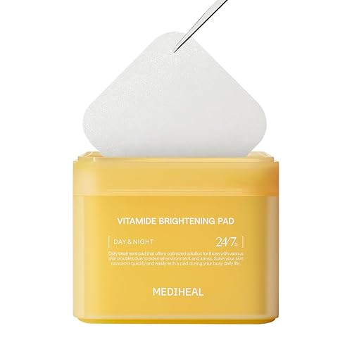 MEDIHEAL Vitamide Brightening Pad (100 Pads) - Hypoallergenic Pads with Niacinamide, Sea Buckthorn - Radiance Boosting for Clear, Illuminating Skin