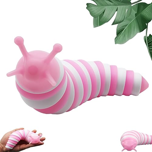 Fidget Slug Toy, 3D Printed Luminous Slug Sensory Toy, Slug Insects Fidget Toy, Relastic Worm Snail Toy for Christmas Birthday Gift Basket Stuffers Goodie Bag Classroom Prizes Kids Adults - Luminous Pink+white