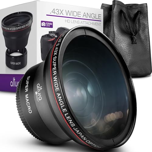 Altura Photo 52MM 0.43x Professional HD Wide Angle Lens (w/Macro Portion) for Nikon D7100 D7000 D5500 D5300 D5200 D5100 D3300 D3200 D3100 D3000 DSLR Cameras - 52MM