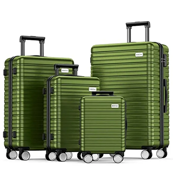 BEOW Luggage Sets 4 Piece, Expandable Luggage Sets with Spinner Wheels, TSA Lock Suitcases with Carry on Luggage (Olive Green)