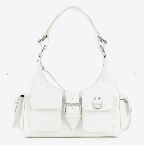 Weiße Amelia Tasche aus Leder mit Vintage-Behandlung | The Kooples