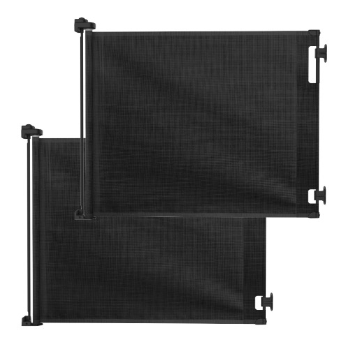 1.8m Wide Easy Fit Retractable Baby Gate | Black / 2 Pack