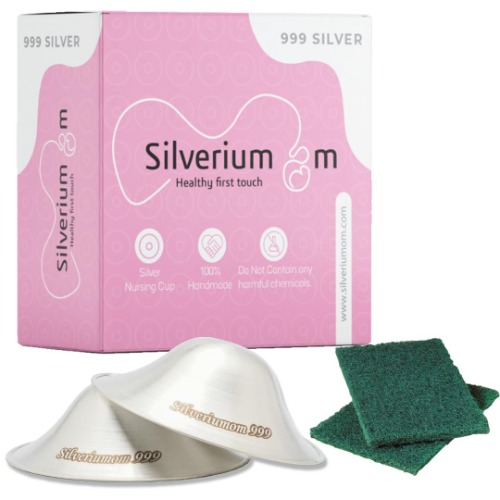 Silveriumom The Original Silver Nursing Cups - Nipple Shields for Nursing Newborn - 100% Pure Silver 999 Silver and Handmade - Nipple Covers Breastfeeding - 2 count (Pack of 1)