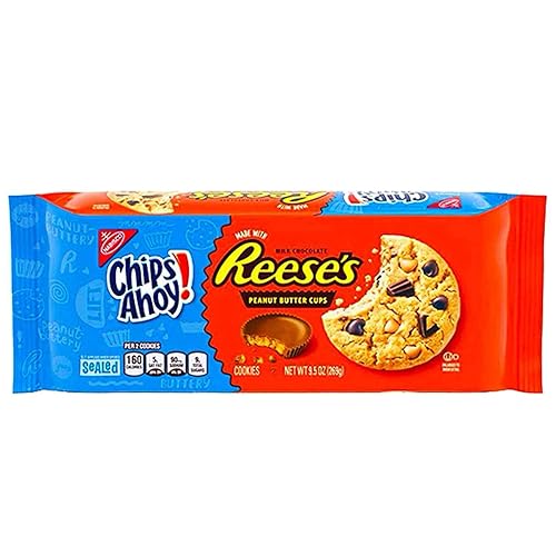 Chips Ahoy! Chewy Chocolate Chip Cookies, Reese's Peanut Butter Cups, 9.5 Ounce (Packaging May Vary) - Chocolate Chip - 269 g (Pack of 1)