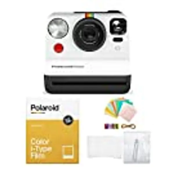 Polaroid Originals Now i-Type Instant Film Camera (Black and White) with Color Instant Film for i-Type Cameras and Polaroid Accessory Bundle (3 Items)