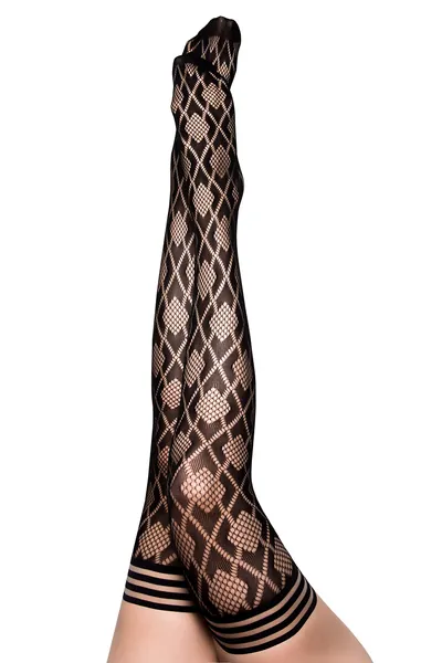 Kix`ies Stockings For Women | Thigh High Stockings with No-Slip Grip Stay Ups Thigh Bands | Womens Thigh High Stockings ( Elle Diamond Shape Black 1316A )