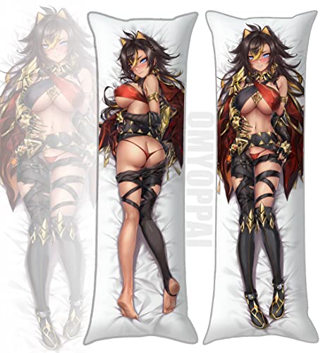 Anime Genshin Impact Dehya Hugging Body Pillow Case, 19"x59" Comic Throw Pillow Cover, Double-Sided Print Peach Skin Otaku Bedding Decorative Couple Pillowcase (Dehya_a) - Dehya_a