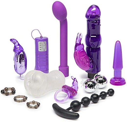 Lovehoney Wild Weekend Adult Sex Toy Kit - Vibrators, Anal Toys, Cock Rings & Kegal Balls - Beginner Friendly Sex Toys for Couples - 11 Piece Sex Toy Set - Purple