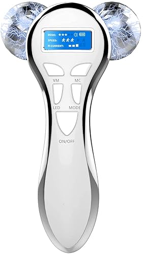 4D Microcurrent Face Massager Roller,Electric Rechargeable Face Lift Roller Arms Legs Massager for Anti Aging Wrinkles Facial Massage