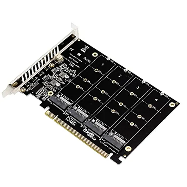 VOANZO 4-Port M.2 Erweiterungskarte M.2 NVME auf PCIE X16 Adapter M.2 NVME M Key Drive Converter Reader Erweiterungskarte