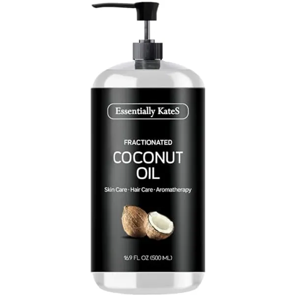 Essentially KateS Fractionated Coconut Oil 16.9 Fl Oz (500ML) - Body Oil, Massage Oil, Hair Oil, Nail Oil, and Carrier Oil for Essential Oils, No Scent