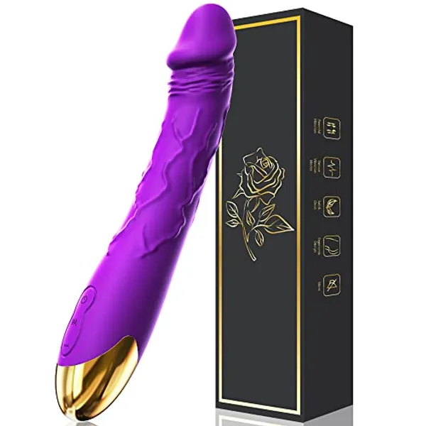 7.6 Inch Realistic Dildo Vibrator for Women，10 Powerful Vibration Modes for Clitoral and G-spot Stimulation, Waterproof Rose Adult Sex Toys for Women and Couples