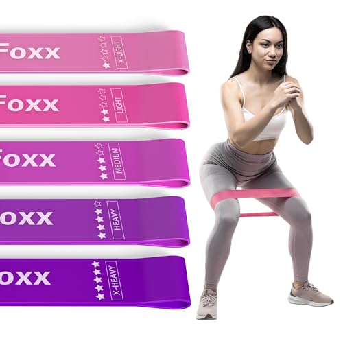 Resistance Loop Exercise Bands, Resistance Bands Exercise Bands for Home Fitness, Stretching, Strength Training, Physical Therapy,Elastic Workout Bands for Women Men Kids, Set of 5 - Pink