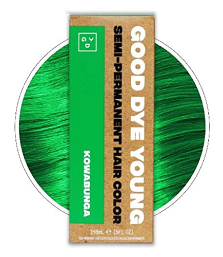 Good Dye Young Semi Permanent Green Hair Dye (Kowabunga) – UV Protective Temporary Hair Color Lasts 15-24+ Washes – Conditioning Green Hair Dye - Kowabunga