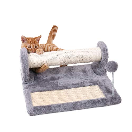 PAWZ Road Cat Scratching Post and Pad, Sisal-Covered Scratch Posts and Pads with Play Ball Great for Kittens and Cats - Cat Post with Perch
