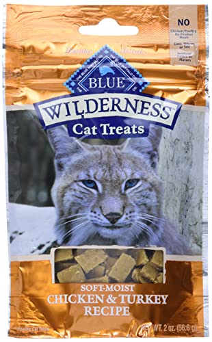 Blue Buffalo Wilderness Grain Free Soft-Moist Cat Treats, Chicken & Turkey 2-oz Bag - Chicken & Turkey - 2 Ounce (Pack of 1)
