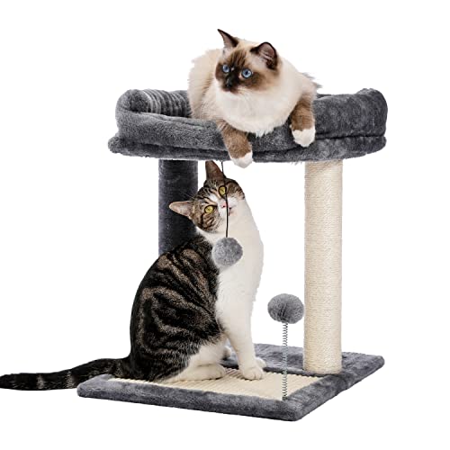 PAWZ Road Cat Scratching Post Bed, Featuring with Soft Perch Sisal-Covered Scratch Posts and Pads with Play Ball Great for Kittens and Cats - Cat Post