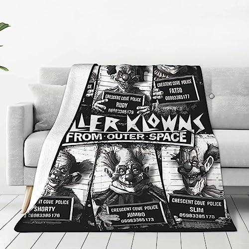 Killer Horror Klowns Movie from Outer Space Throw Blanket Soft Sofa Blanket for Men Women Funny Blankets for Couch Comfortable Queen Blankets Sheet for All Season Warm Blanket Home Decor 40"x30" - Black - 40"x30"