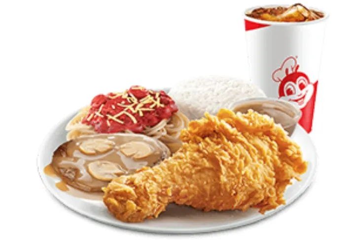 1 pc.Chickenjoy w/ Burger Steak & Half Jolly Spaghetti Super Meal