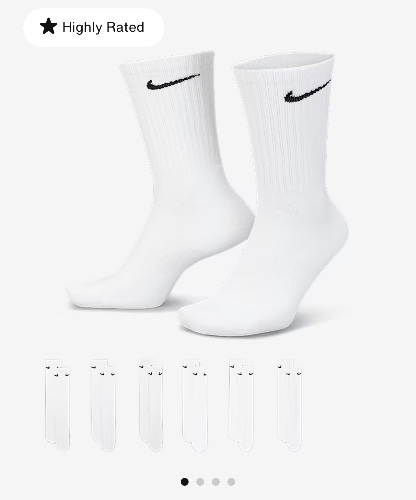 White Nike socks (6pk)
