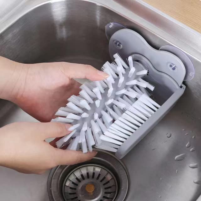 Bottle Cleaning Brush Glass Cup Washer with Double Sided Bristle Brush for Sink with Suction Base, Cup Cleaner Brush for Beer Cup, Long Leg Cup