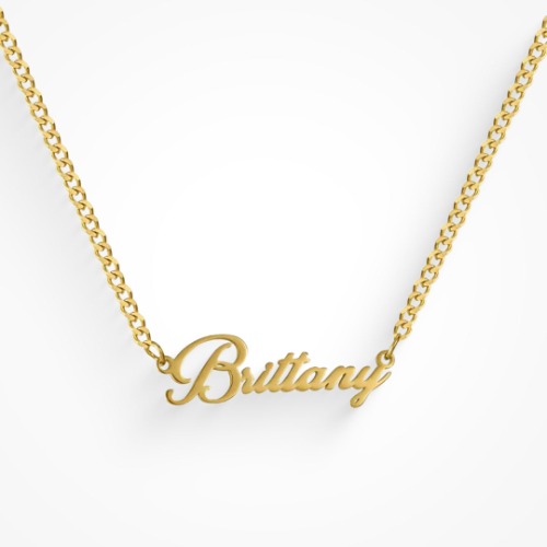 Custom/Personalized Nameplate Curb Necklace | Script / 2 MM / Gold