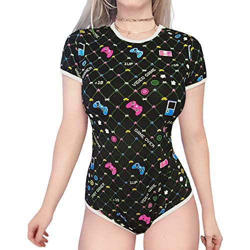 Littleforbig Cotton Romper Onesie Pajamas Bodysuit -Baby Gamer Onesie - Black - XX-Large