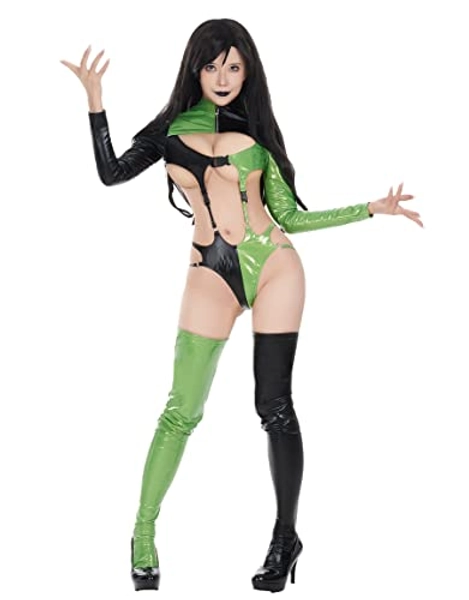 MEOWCOS Women’s Bodysuit Lingerie Sexy Bodysuit Green and Black Lingerie Set One-piece Bodysuit