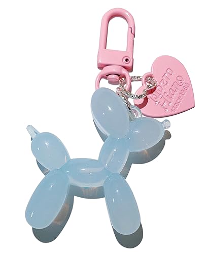 LAEKOU Jelly Balloon Dog Design Keychain for Women, Cute Girls Key Chain, Bag Charms Accessories for Car Purse Backpack - Light Blue