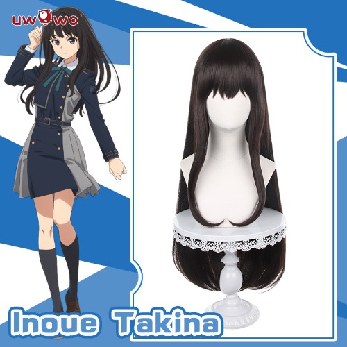 Uwowo Anime Lycoris Recoil Cosplay Wig Inoue Takina Cosplay Wig Long Black Hair