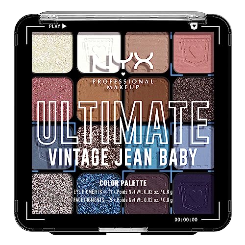 NYX PROFESSIONAL MAKEUP, Ultimate Shadow Palette, Eyeshadow Palette - Vintage Jean Baby - Vintage Jean Baby - 0.02 Ounce (Pack of 1)