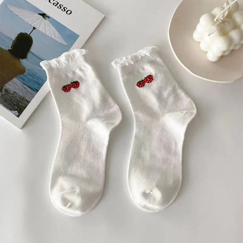 Cotton Cartoon Heart Flower Print Socks - style-1 / One Size