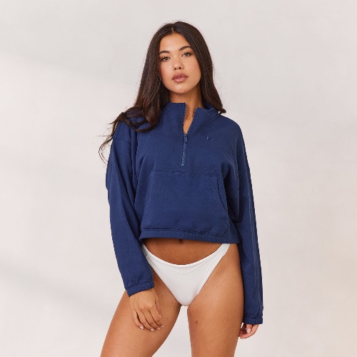 Varsity Quarter Zip Jumper - Navy | M