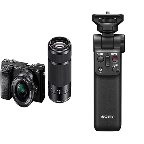 Sony Alpha 6100 Mirrorless APS-C Camera with 16-50 mm and 55-210 mm Zoom Lens with GP-VPT2BT Handgrip, Black - Camera + (16-50 + 55-210 Lens) + BT Handgrip