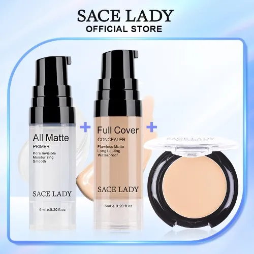 Sace Lady All Matte Primer + Full Cover Concealer + Waterproof Cream Concealer Set